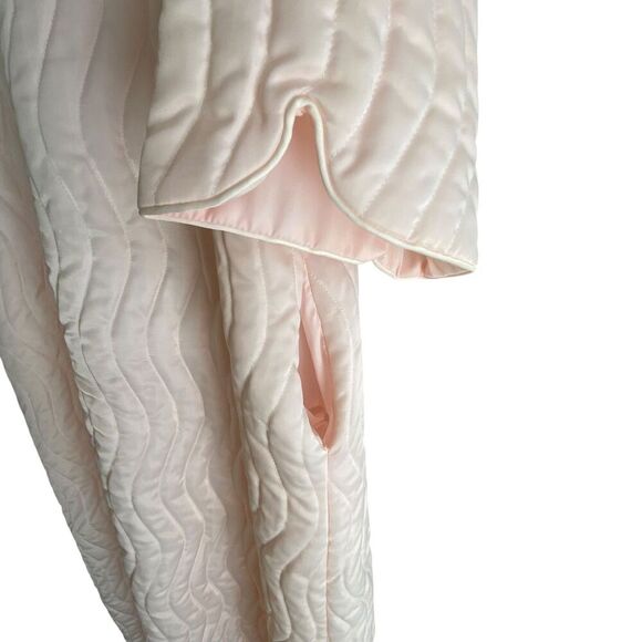 Vintage Barbizon Robe Womens Large Quilted Satin Nylon Housecoat Pockets 60s - Picture 5 of 8